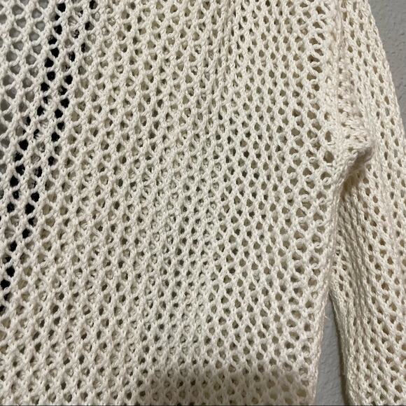 American Eagle Cream & Black Open Knit Long Dark Academia Cardigan Sweater S - Picture 8 of 11